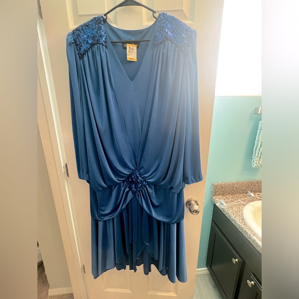 Women’s Blue Dress - Sparkle Shoulders.